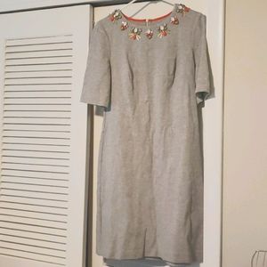 Gray dress with neckline detail